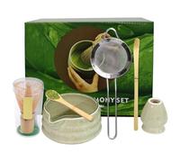 KIPTVO 6pcs Matcha Whisk Set, Ceramic Matcha Bowl with Spout,Matcha Whisk and Bowl Set, with Holder/Scoop/Sifter, for Making Breakfast/Matcha Latte, Women, Men, Friends, Gift for Matcha Lover