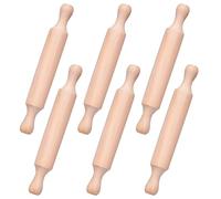 KIPTVO 6PCS Small Rolling Pin, Non-Stick Wooden Mini Rolling Pins for Baking, 2 Rollers Handle Easy-Grip Dough Roller, for Playdough, Cookie, Pie Crust & Pastry Making