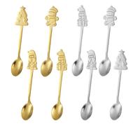 KIPTVO 8pcs Christmas Stainless Steel Tea Spoons Set, Xmas Teaspoons Stainless Steel, Coffee Dessert Teaspoons Christmas Metal Spoons Set, for Xmas Gifts, Xmas Stocking Fillers Party