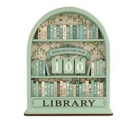 KIPTVO Books Read This Year Counter, Reading Tracker Counter for Home Shelf Decor, Wooden Book Counter Display, Bookish Gifts for Readers, Book Reading Counter Bookshelf Decor Accessory