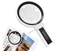 KIPTVO Magnifying Glass with Light, with 34 LED Light Handheld Illuminated Lighted Magnifier, 45X, 25X 3 Light Modes, for Macular Degeneration, Seniors Reading, Soldering, Inspection, Map (Black)