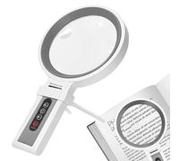 KIPTVO Magnifying Glass with Light, with 34 LED Light Handheld Illuminated Lighted Magnifier, 45X, 25X 3 Light Modes, for Macular Degeneration, Seniors Reading, Soldering, Inspection, Map (Grey)