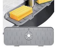 KIPTVO Silicone Faucet Mat, Silicone Kitchen Sink Splash Guard Drying Mat, Faucet Sink Draining Pad, for Prevents Water Build Up, for Kitchen and Bathroom Countertop Protect (Grey)