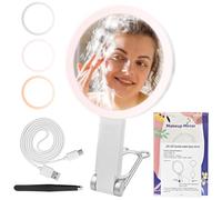 KIPTVO Vanity Mirror with Lights, 1x/30x Magnifying Rechargeable Double Sided Makeup, Make up with Lighting, Brightness 3 Colour Lighting Touch Switch Control, Folding, for Office