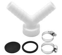 KIPTVO Washing Machine Drain Y Splitter Adapter, 2 Way Double Hose Connector for Laundry & Dishwasher, Leak-Proof Waste Splitter with 2 Stainless Steel Clamps, Tap Connection Hose Divider