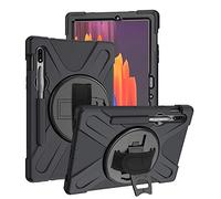 KIQ Shield Series for Samsung Galaxy Tab S7 FE Case Galaxy Tab S8 Plus Case Heavy Duty Shockproof Case w/ S Pen Holder for Samsung Tab S7 fe 5G case 12.4 Inch 2020 SM T970 X800 T730 - Black