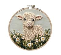 KIQAWEE DIY Punch Needle Kit for Beginners, Cute Cartoon Sheep with Daisy Flower, Craft Sets for Adults, Craft Sets for Relaxation and Creative Gift Making