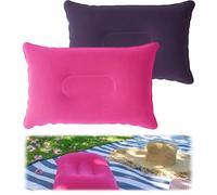 KIQAWEE Inflatable Pillow, 2Pcs Blow Up Pillow, Inflatable Pillow for Camping, 22x34cm Camping Pillow with Flocked Surface Inflatable Cushion for Travel Hiking Beach Outdoors Fishing