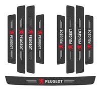 KIQETCLL Carbon Fiber Leather Car Door Sill Protectors, Scratch Resistant Kick Plates, for Peugeot 108 2021 2022 2023 2024 2025 Vehicles, Durable Anti Slip Threshold Covers,Black