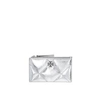 Kira Diamond Quilt Metallic Zip Card Case - female - Tory Burch - Wallets & Cardholders - Gray - ONE SIZE - Accessories ONE SIZE