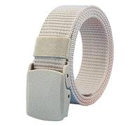 Kira Sutsu Nylon Belt 1.5" Men Tactical Webbing Plastic Buckle Work Belts, Off-white, Medium-for Waist 28"-42" (Length 49")
