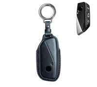 Kirain Black Leather Car Key Case Compatible with BMW 2/3/5/7 Series U06 X1 U11 X2 U10 X4 X5 X6 X7 XM ix ix1 i4 i5 i7 M3 M5 G05 G07 G70 G81, Protective Key Fob Cover Key Fob Case - Smart Key