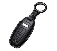 Kirain Black Leather Car Key Case Protector Compatible with Audi A3 A4 A5 A6 A7 A8 A6L A8L Q5 Q7 Q8 RS6 RS7 S3 S6 S7 SQ7 SQ8 C8 D5 E-Tron Sportback 3 Buttons Auto Key shell Protective Sleeve