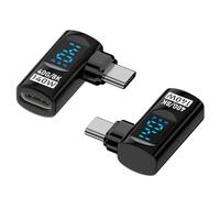 KiraKira 140W Type-C OTG Adapter with Real-Time Digital Display, Full Function USB-C Converter for Devices, Straight Head Black