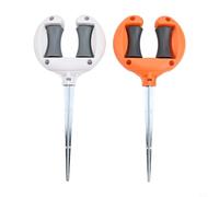 KiraKira 2 Pack Garden Hose Guide Stake, 27cm Metal Roller System Watering Plants, Hose Holder Support to Flower Beds from Crushing, Easy Install Pipe Positioning, White and for Orange