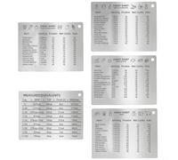 KiraKira 5 Pcs Stainless Steel Magnet Kitchen Conversion Chart for Refrigerator, Baking Ingredients Measurements Unit Guide, Smooth Edge Easy Clean, Silvery, 11x8.5cm