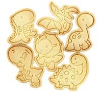 KiraKira 6 Piece Dinosaur-Shaped Cookie Cutter Set, for PP Food-Safe Baking Tools Cookies Fondant Decorations, Easy to Clean Press Molds, Pink