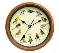 Kirakira Bird Song Wall Clock 13 Inch, Minimalist Design with Hourly Nature Melodies, for AM Only Mode, Easy Install Resin Clock Bedroom Office(Copper 13 inches)