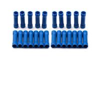 KiraKira Blue Insulated Straight Butt Connectors 100pcs, Tinned Copper Crimp Terminals 22-18 AWG Wire, 600V PVC Electrical Cable Joiner