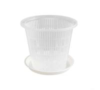 KiraKira Clear Plastic Orchid Pot with Drainage Holes, Transparent Root-Control Flower Succulents, Breathable Nursery Container with Tray, White 160mm(160mm)