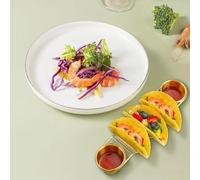 KiraKira Creative Stainless Steel Taco Holder with Integrated Sauce Cups, Versatile Rack for Pancakes, Tacos and Burritos, Easy to Clean