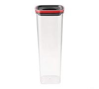 KiraKira Food Storage Containers with Airtight Seal, for Large Opening Noodle Storage Box Rice Beans Snacks, Space Saving Kitchen Organizer, Plastic Grain Jar 11x11x35cm(Black & Red)