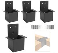 KiraKira Galvanized Steel Pergola Bracket Wall Mount Set, Heavy Duty Column Connector for Pavilion with Screws, Weather-Resistant Hardware Kit for Square Timber(4 Pieces)