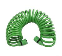 KiraKira Green Coil Garden Hose with Plastic Connectors, Recoil Watering Pipe Outdoor Lawn and Indoor Plants, Flexible Curly Hose (7.5m/10m/15m/20m)(7.5M)