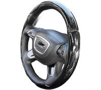 KiraKira Non Slip Steering Wheel Cover with Glossy Carbon Fiber Texture Lightweight ABS PU Car Accessory Black for Red Blue 3 Set(Black)