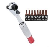 KiraKira Professional 1/4 Drive Socket Ratchet Kit with Bit Holder for Cross Hex for torx - High Torque Reversible Handle for Car Repair DIY Projects Small Case(T8-T40)