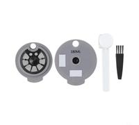 KiraKira Refillable Coffee Capsule Pod Compatible with for Tassimo, 12g Capacity, Grey Plastic Cup with 60ml & 180ml Lids, Spoon and Brush Kit