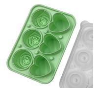 KiraKira Silicone Rose Heart Ice for Cube Tray with Funnel Lid, Flexible Sturdy Home Bar Party, Easy Release & Clean, Pink(light green)