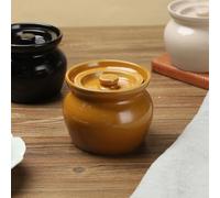 KiraKira Stackable Stew Pot 400ml with Sealed Lid, Ceramic Soup Bowl for Steaming Eggs and Slow Cooking, Black