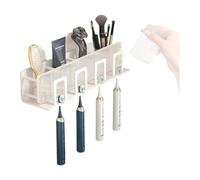 KiraKira Wall Mounted Acrylic Toothbrush Holder, Detachable Suction Cup Storage Rack for Electric Toothbrushes and Essentials, Space Saving Design, Gray