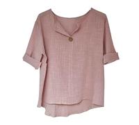 Kiran Fashion Ladies Italian Quirky Lagenlook Plain 100% Cotton Lightweight Casual Short TOP