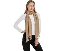 Kiran Fashion Luxury Pashmina Scarf Soft Plain Wrap Shawl Stole Hijab Sateen For Evening Dresses (Beige)