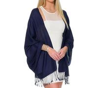 Kiran Fashion Luxury Pashmina Scarf Soft Plain Wrap Shawl Stole Hijab Sateen For Evening Dresses (Navy blue)