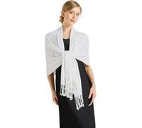 Kiran Fashion Luxury Pashmina Scarf Soft Plain Wrap Shawl Stole Hijab Sateen For Evening Dresses (White)