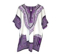 KIRAN FASHION New 100% Cotton Unisex Dashiki Africa Tribal Print Festival Kaftans Blouse Summer Top (UK, Alpha, One Size, Plus, Regular, White)