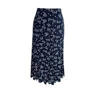 Kiran Fashion New Ladies Paisley Print Midi Calf Length Godet Skirt Flared Panel Stretchy (as8, Numeric, Numeric_18, Regular, Regular, Navy)