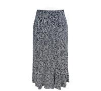 Kiran Fashion New Ladies Paisley Print Midi Calf Length Godet Skirt Flared Panel Stretchy (UK, Numeric, 10, Regular, Regular, Navy Blue)