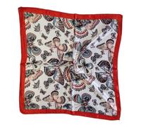Kiran Fashion Satin Silk Scarf Small Plain Neckerchief Headband Wrap Square Shiny 50cm X 50cm (Red Butterfly)