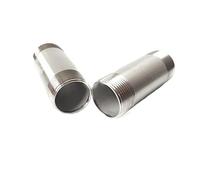 KIRANDY 2PCS 100mm 1/8-1inch BSP Male Thread Long Nipple SS304 Stainless Steel Pipe Fitting Connector Adapter Pipe (Size : DN32)