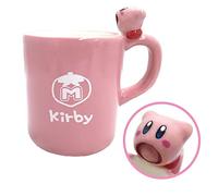 Kirby's Dream Land Ceramic Mug Cup, Cute Sucking Air Kirby On Handle, 11×7.5cm, Japan Import, Kirby (Pink)