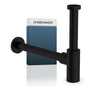 Kirchhoff Design Siphon, Matt Black Fitting for Sinks and Washbasins, Odour Cleaning Hole, Bottle Trap, Drain Pipe, 98166220, 170-305mm hoch