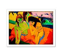 Kirchner Two Naked Girls Talking Large Framed Art Print Poster Wall Decor 18x24