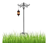 Kirdume Double Shepherd Hooks Outdoor | Shepherds Hook for Bird Feeders,Iron Heavy Duty Shepherds Hook, Adjustable Garden Hook with 5 Prongs Base for Outside