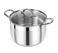 Kirecoo Stainless Steel Stock Pot - 12 Quart Heavy Duty Stock Cooking Pot with Visible Lid for Pasta, Soup, Spaghetti, Nonstick Thick Bottom Big Stockpot, Cookware for Canning, Boiling, Simmer