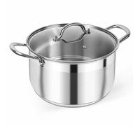 Kirecoo Stainless Steel Stock Pot - 8 Quart Heavy Duty Induction Cooking Pot with Visible Lid for Pasta, Soup, Spaghetti, Nonstick Thick Bottom Big Stockpot, Deep Cookware for Canning, Boiling, Simmer