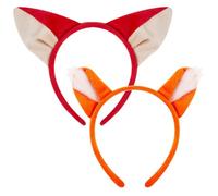 Kirei Sui 2-Piece Fox Ears Headband for Adults Cute & Soft Costume Halloween Christmas Party Accessories, Red and Orange, One Size